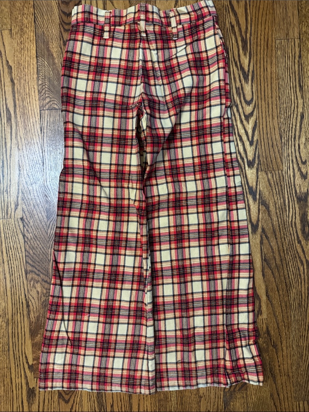Vintage 1970s Carol Evans JCPenney Plaid High Rise Wide Leg Pants Size 26 Cotton - Picture 4 of 7
